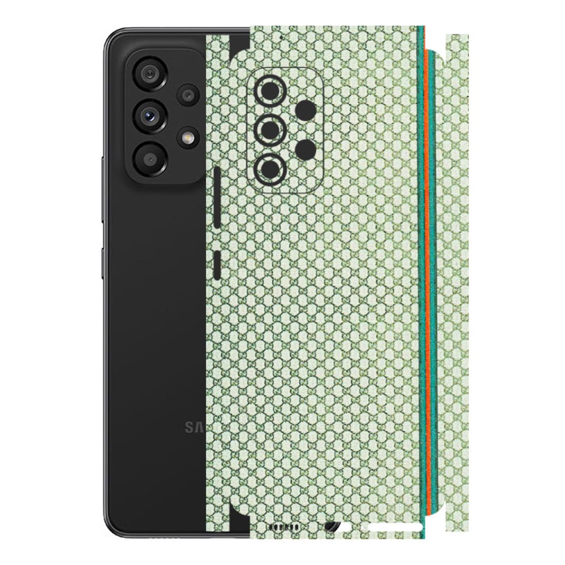 Samsung M/F/Note/Flip and C Phone Skins (All Models) - Gucci Fabric Pattern - 3D Embossed Finish (L-73) Samsung Galaxy A53 (5G)