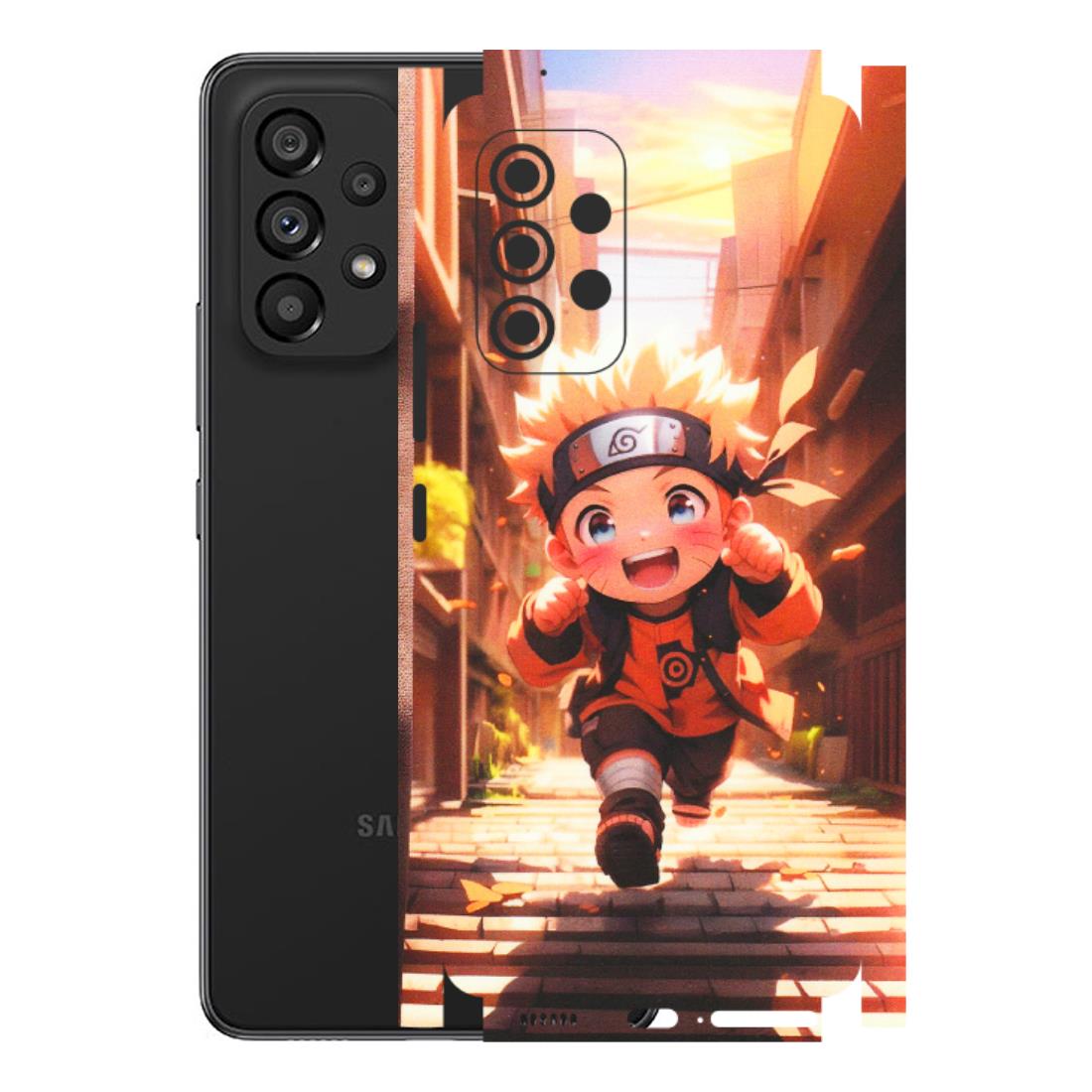 Samsung M/F/Note/Flip and C Phone Skins (All Models) - Naruto Cute Toon Running - Matte Finish (M-04) Samsung Galaxy A53 (5G)