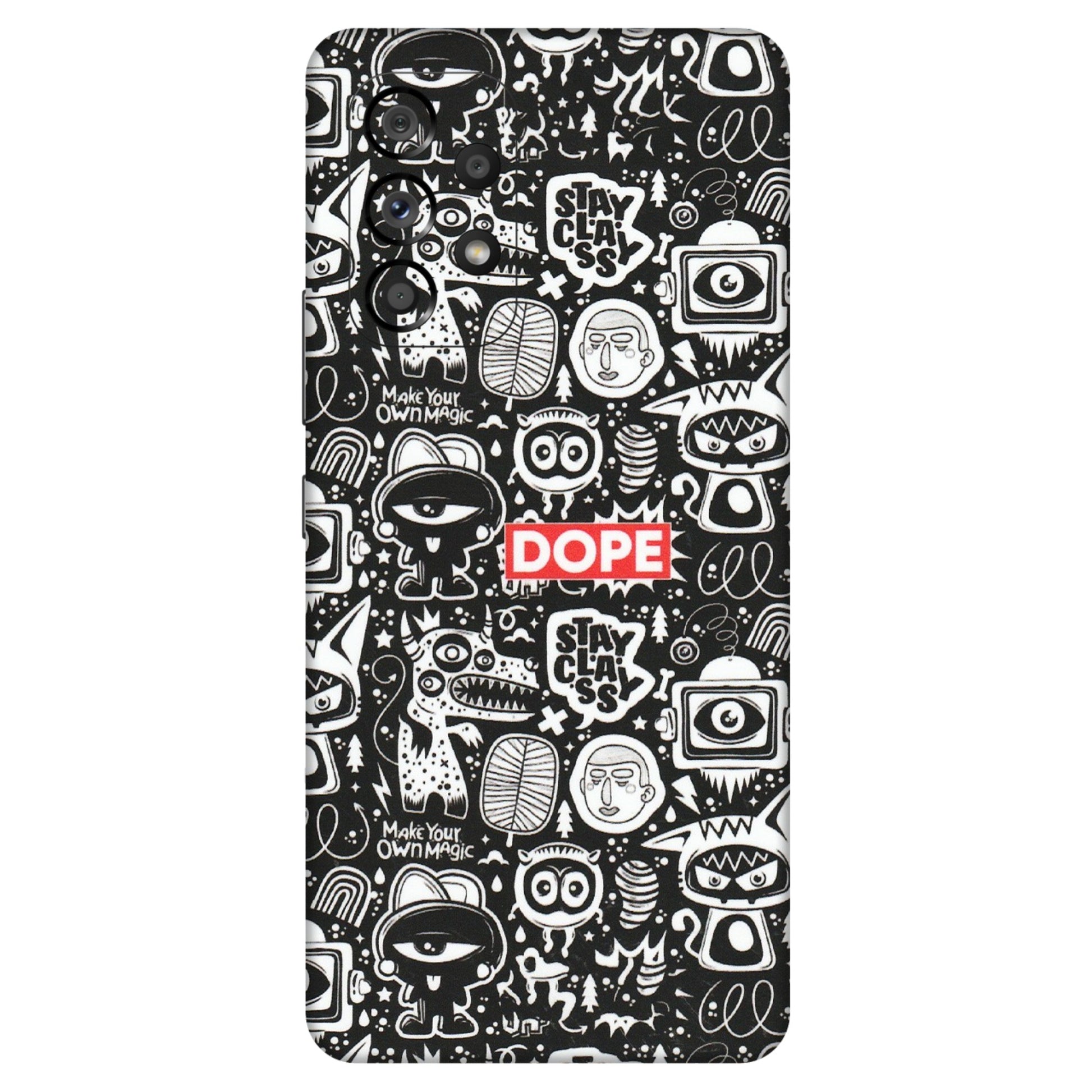 Samsung M/F/Note/Flip and C Phone Skins (All Models) - Dope Stay Classy Black Doodles - Matte Finish (M-126) Samsung Galaxy A53 (5G)