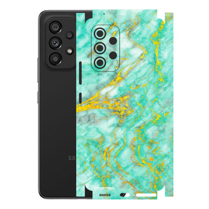 Samsung M/F/Note/Flip and C Phone Skins (All Models) - Green And Gold Marble Feel - Matte Finish (M-16) Samsung Galaxy A53 (5G)