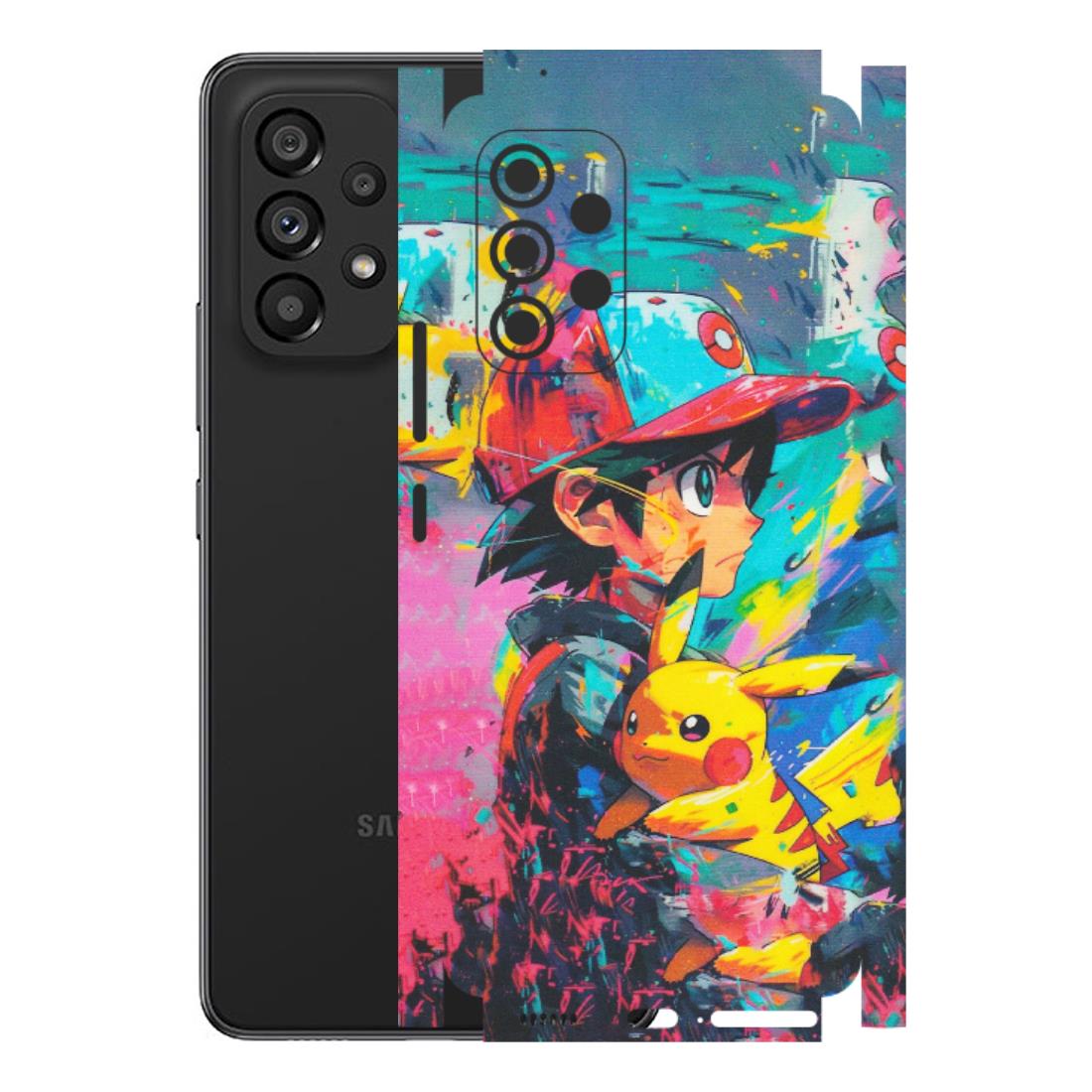 Samsung M/F/Note/Flip and C Phone Skins (All Models) - Ash & Pikachu - Matte Finish (M-26) Samsung Galaxy A53 (5G)
