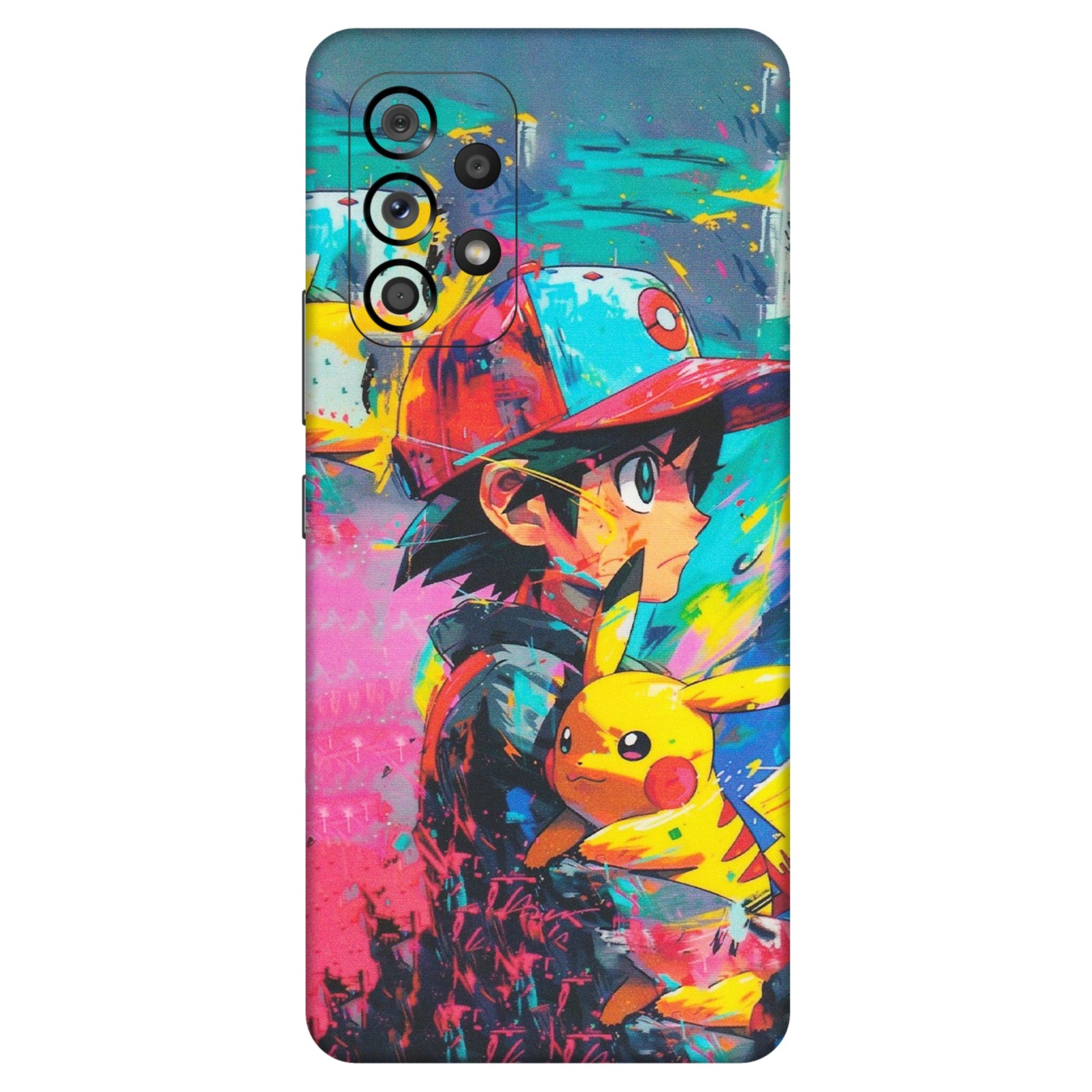 Samsung M/F/Note/Flip and C Phone Skins (All Models) - Ash & Pikachu - Matte Finish (M-26) Samsung Galaxy A53 (5G)