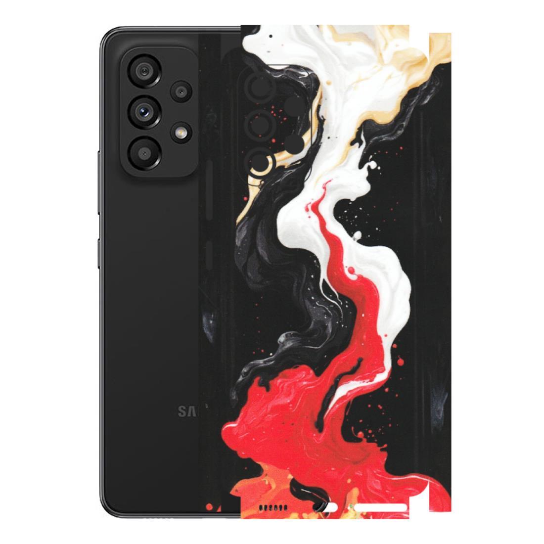 Samsung M/F/Note/Flip and C Phone Skins (All Models) - Black Red White Paint Splash Fusion - Matte Finish (M-56) Samsung Galaxy A53 (5G)