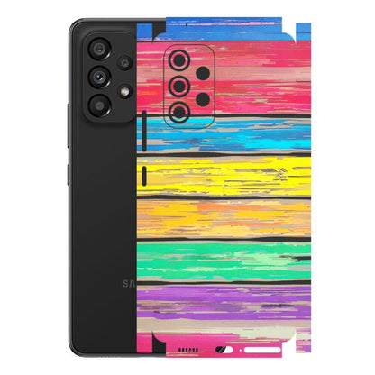 Samsung M/F/Note/Flip and C Phone Skins (All Models) - Multi Colour Wooden Wall - Matte Finish (M-96) Samsung Galaxy A53 (5G)