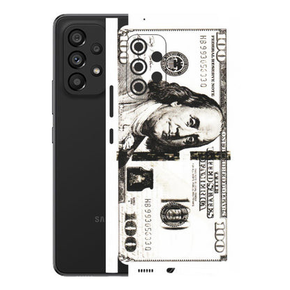 Samsung M/F/Note/Flip and C Phone Skins (All Models) - 100 Dollar Currency - Transparent Finish (T-01) Samsung Galaxy A53 (5G)