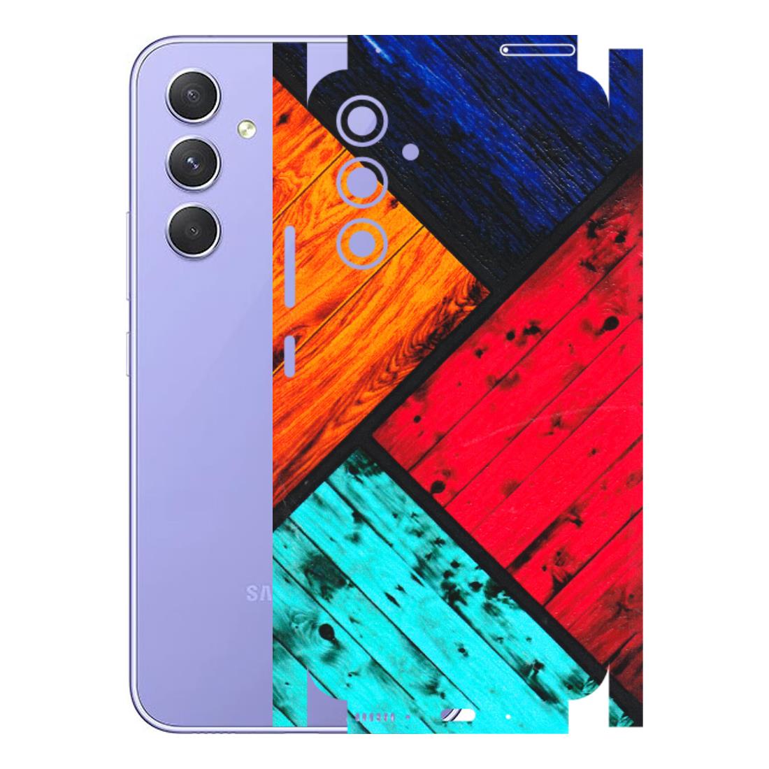 Samsung A/S Series Phone Skins (All Models) - Colourful Wood Panels Abstract - 3D Embossed Finish (L-09) Samsung Galaxy A54 (5G)