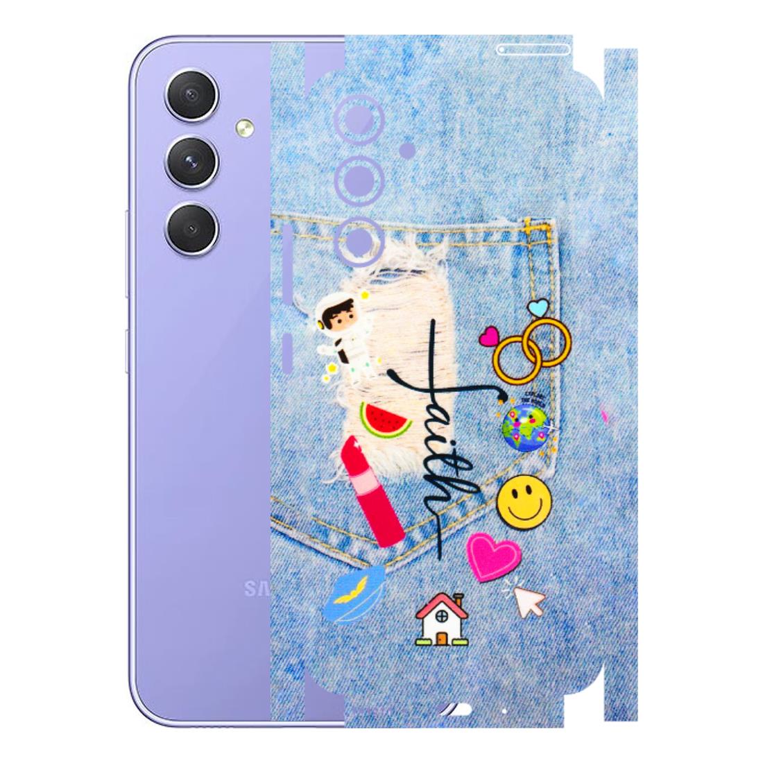 Samsung A/S Series Phone Skins (All Models) - Denim Jeans Pocket - 3D Embossed Finish (L-134) Samsung Galaxy A54 (5G)
