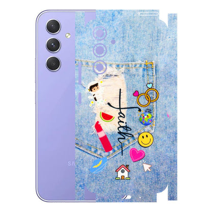 Samsung A/S Series Phone Skins (All Models) - Denim Jeans Pocket - 3D Embossed Finish (L-134) Samsung Galaxy A54 (5G)