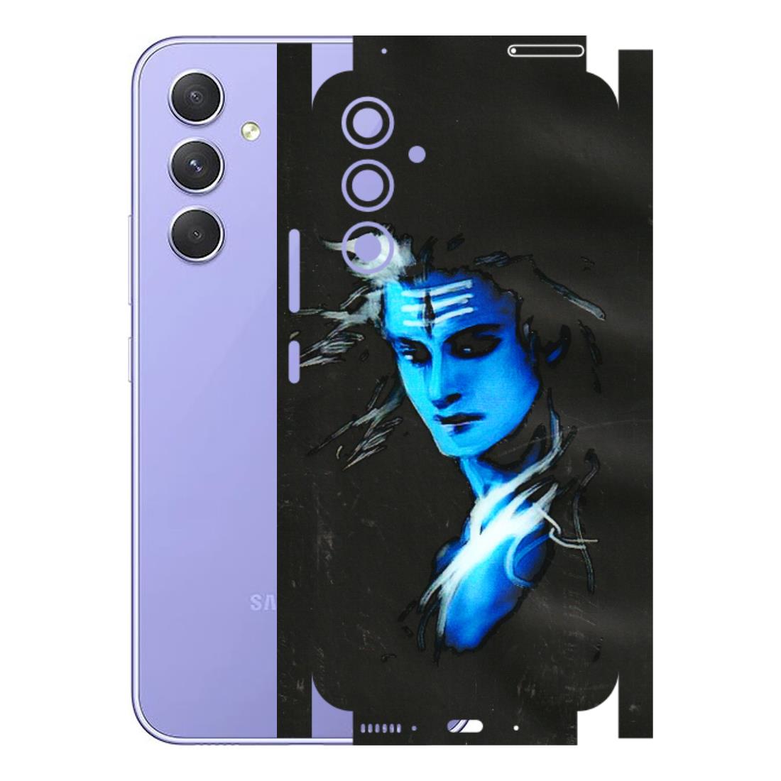 Samsung A/S Series Phone Skins (All Models) - Har Har Mahadev Blue/Black - 3D Embossed Finish (L-185) Samsung Galaxy A54 (5G)