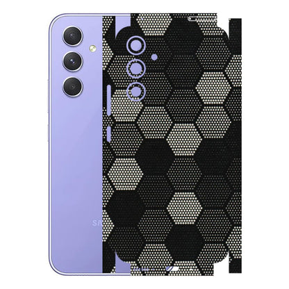 Samsung A/S Series Phone Skins (All Models) - Black & White Dotted Honeycomb Texture - 3D Embossed Finish (L-202) Samsung Galaxy A54 (5G)