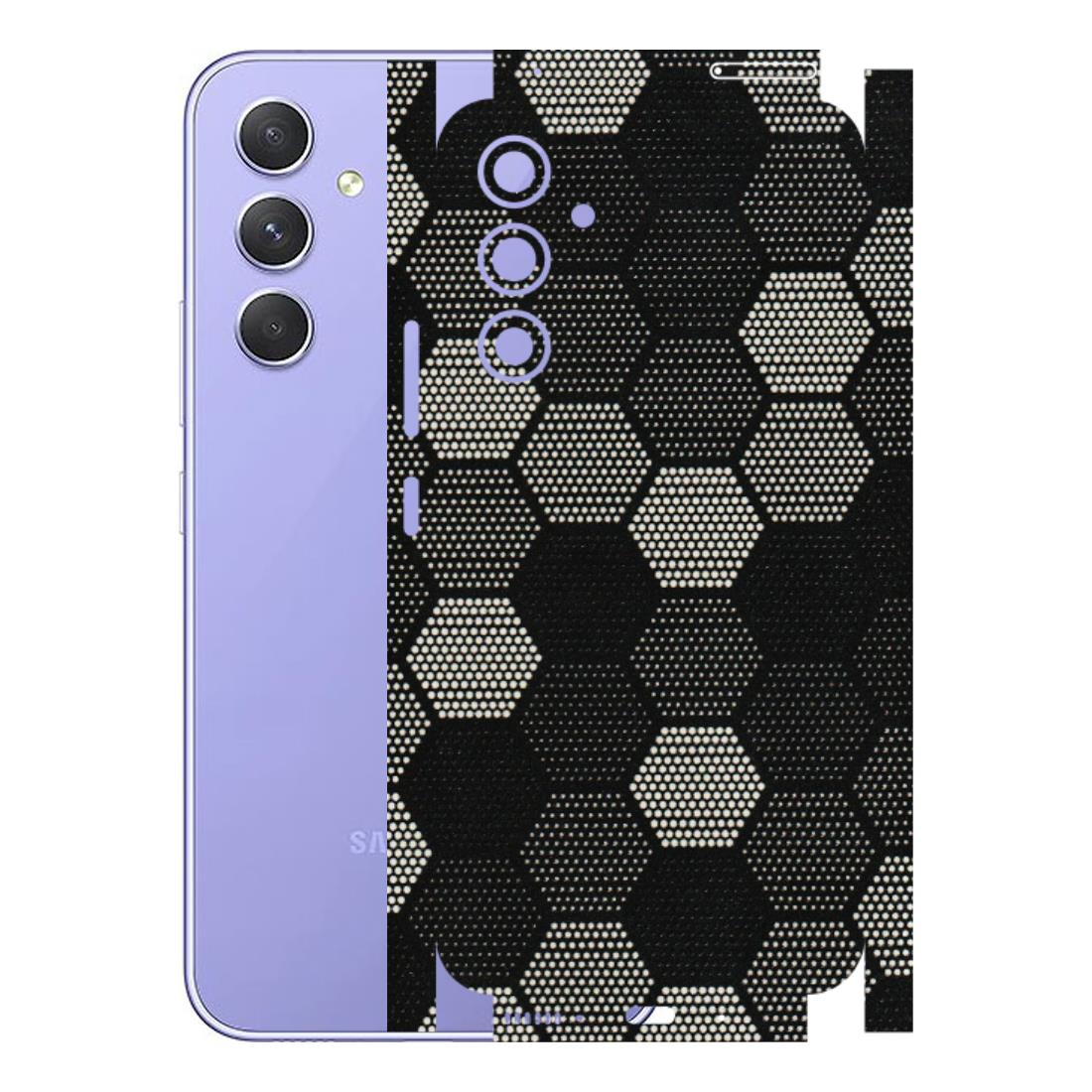 Samsung A/S Series Phone Skins (All Models) - Black & White Dotted Honeycomb Texture - 3D Embossed Finish (L-202) Samsung Galaxy A54 (5G)