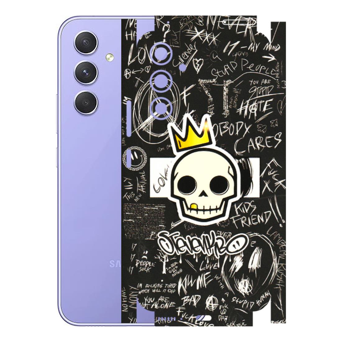 Samsung A/S Series Phone Skins (All Models) - Funny Skull Black Chalk Grafitti - 3D Embossed Finish (L-22) Samsung Galaxy A54 (5G)