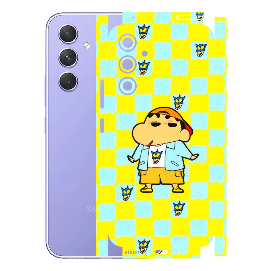 Samsung A/S Series Phone Skins (All Models) - Yellow Blue Shinchan Cute - 3D Embossed Finish (L-221) Samsung Galaxy A54 (5G)