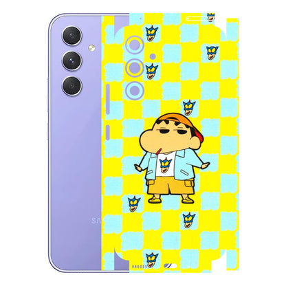 Samsung A/S Series Phone Skins (All Models) - Yellow Blue Shinchan Cute - 3D Embossed Finish (L-221) Samsung Galaxy A54 (5G)