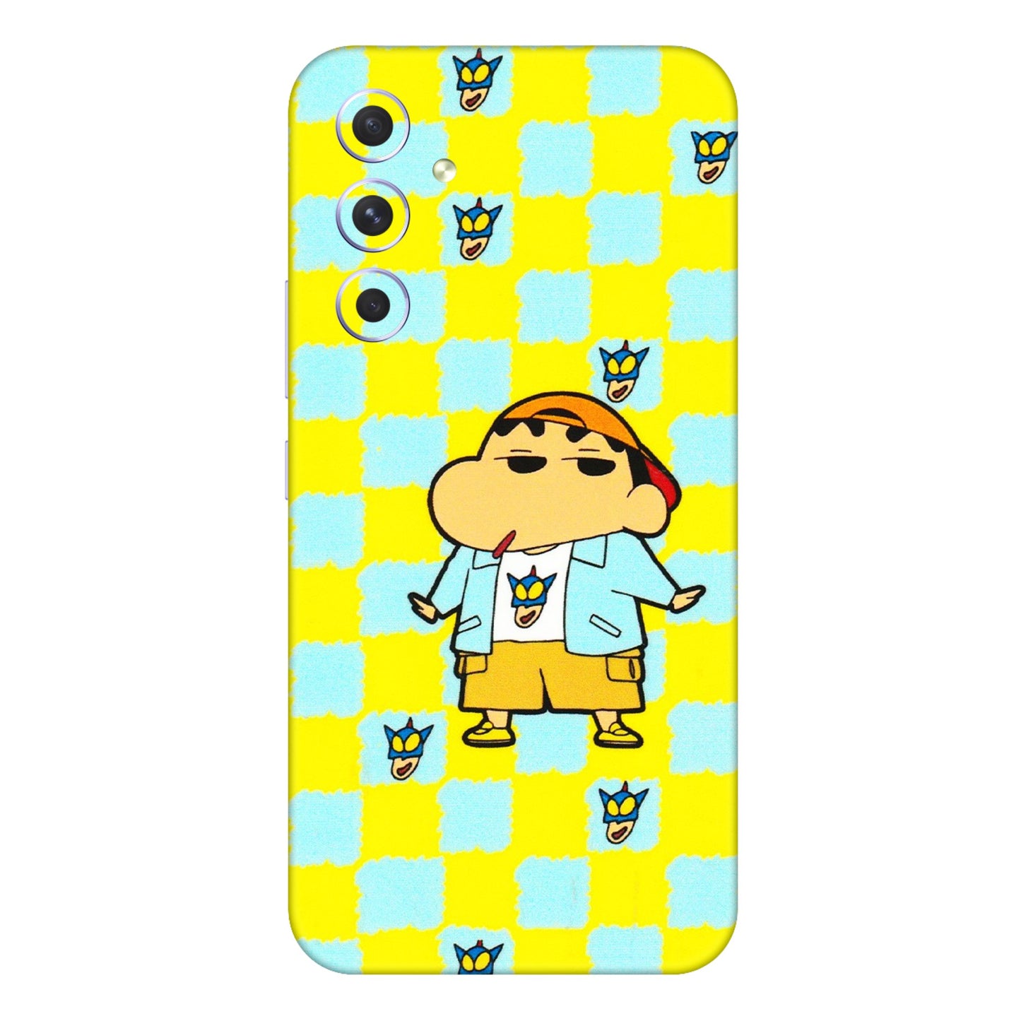 Samsung A/S Series Phone Skins (All Models) - Yellow Blue Shinchan Cute - 3D Embossed Finish (L-221) Samsung Galaxy A54 (5G)