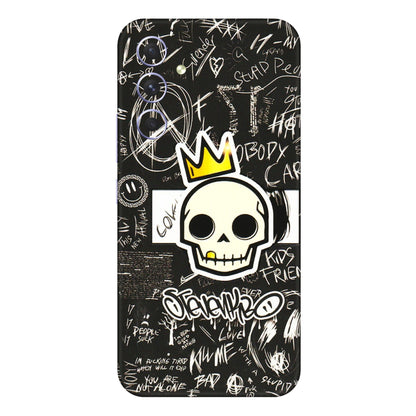 Samsung A/S Series Phone Skins (All Models) - Funny Skull Black Chalk Grafitti - 3D Embossed Finish (L-22) Samsung Galaxy A54 (5G)
