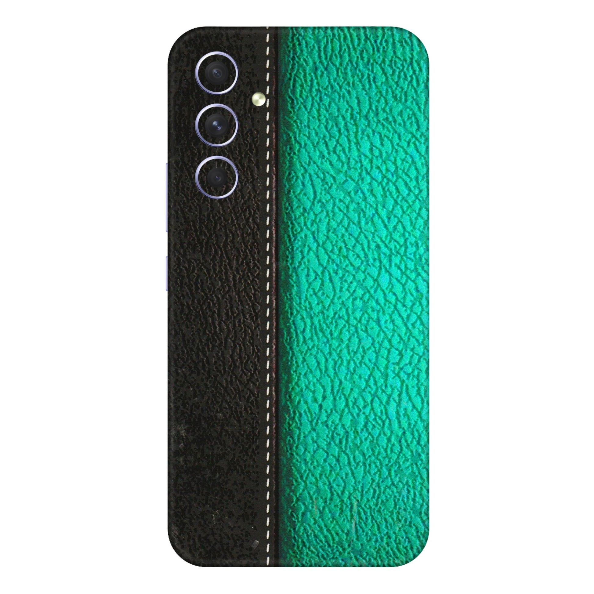 Samsung A/S Series Phone Skins (All Models) - Black Green Dual Leather Stich - 3D Embossed Finish (L-233) Samsung Galaxy A54 (5G)