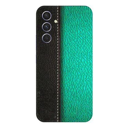 Samsung A/S Series Phone Skins (All Models) - Black Green Dual Leather Stich - 3D Embossed Finish (L-233) Samsung Galaxy A54 (5G)