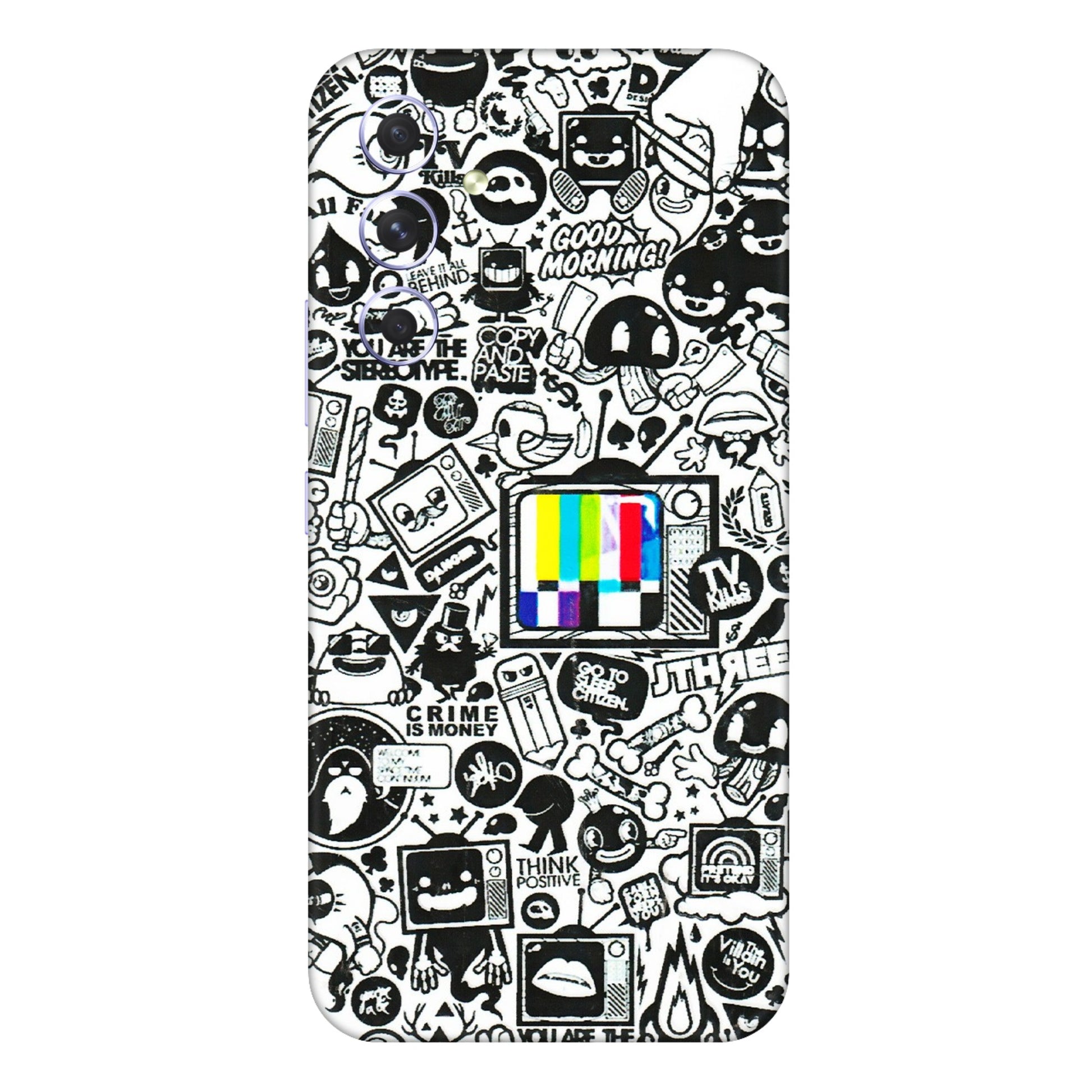 Samsung A/S Series Phone Skins (All Models) - Doodles Positive Art - 3D Embossed Finish (L-263) Samsung Galaxy A54 (5G)