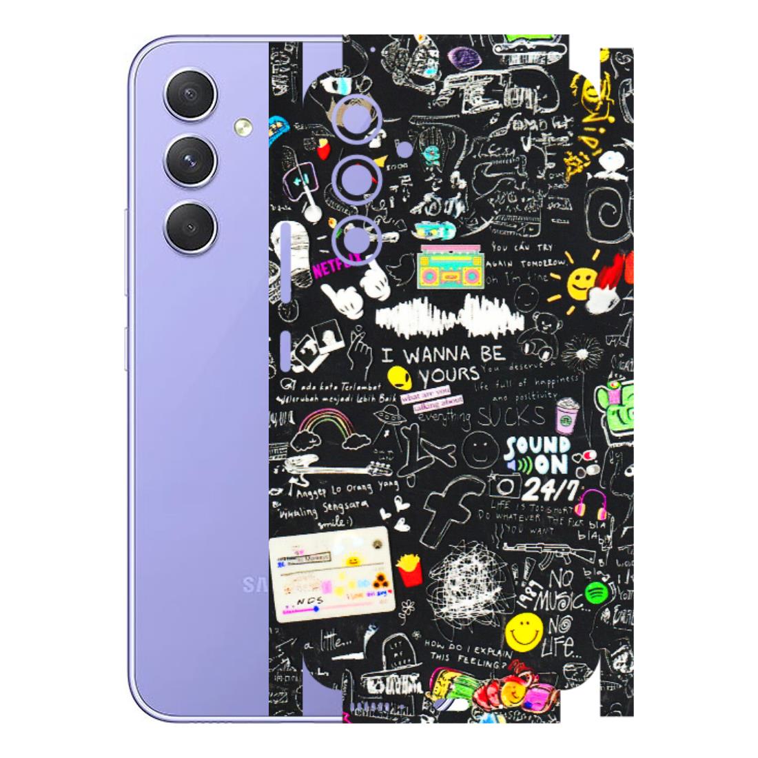 Samsung A/S Series Phone Skins (All Models) - Black Creatives Doodles - 3D Embossed Finish (L-311) Samsung Galaxy A54 (5G)