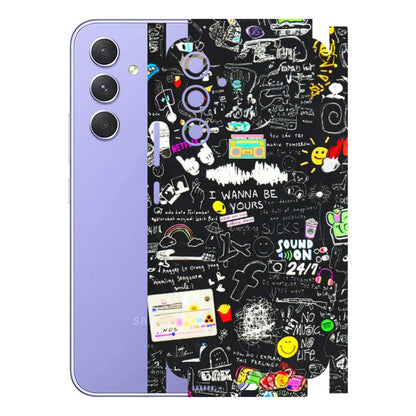 Samsung A/S Series Phone Skins (All Models) - Black Creatives Doodles - 3D Embossed Finish (L-311) Samsung Galaxy A54 (5G)