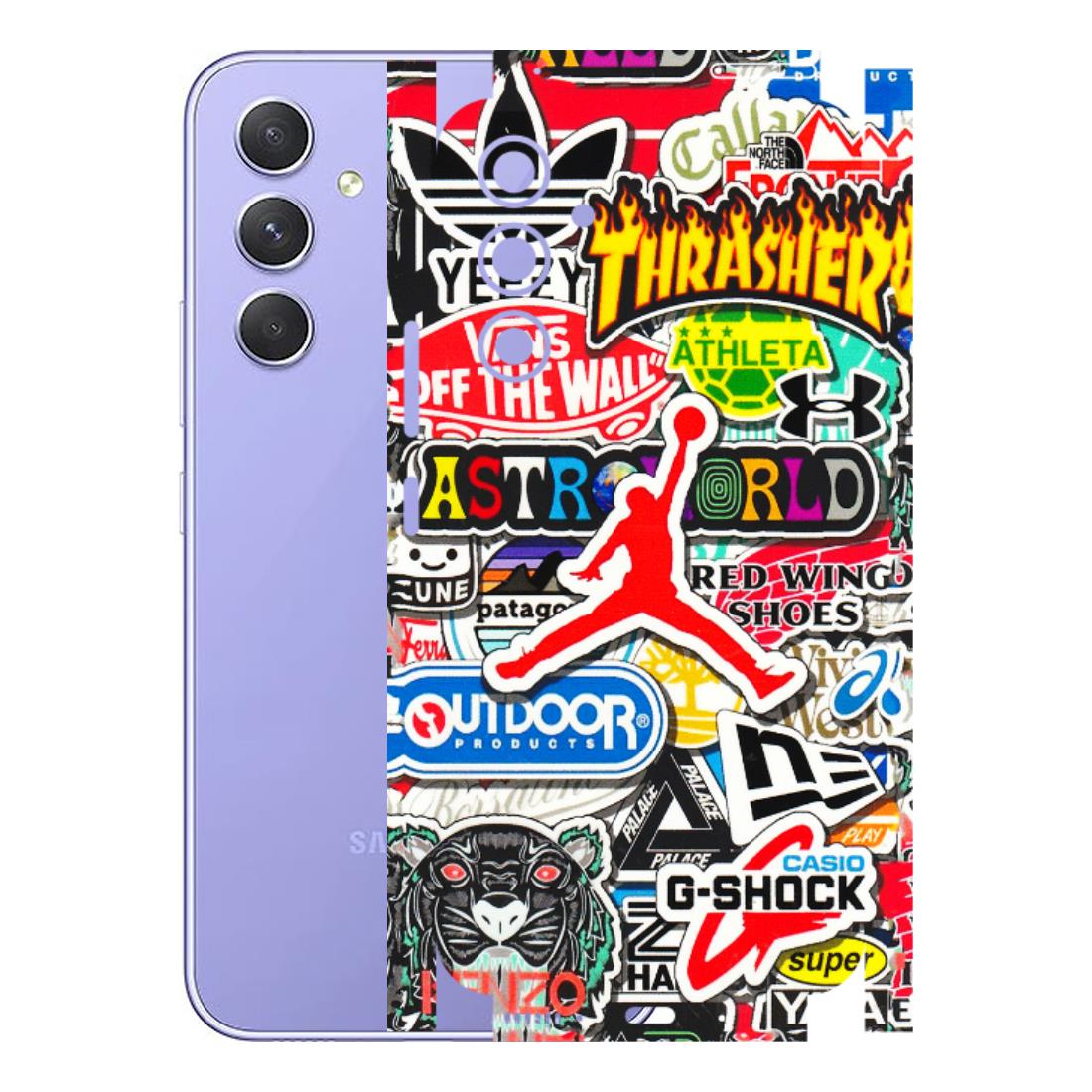 Samsung A/S Series Phone Skins (All Models) - Multi Brands Sticker Graffiti - 3D Embossed Finish (L-37) Samsung Galaxy A54 (5G)