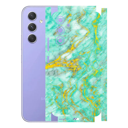 Samsung A/S Series Phone Skins (All Models) - Green And Gold Marble Feel - Matte Finish (M-16) Samsung Galaxy A54 (5G)