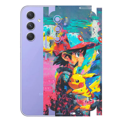 Samsung A/S Series Phone Skins (All Models) - Ash & Pikachu - Matte Finish (M-26) Samsung Galaxy A54 (5G)