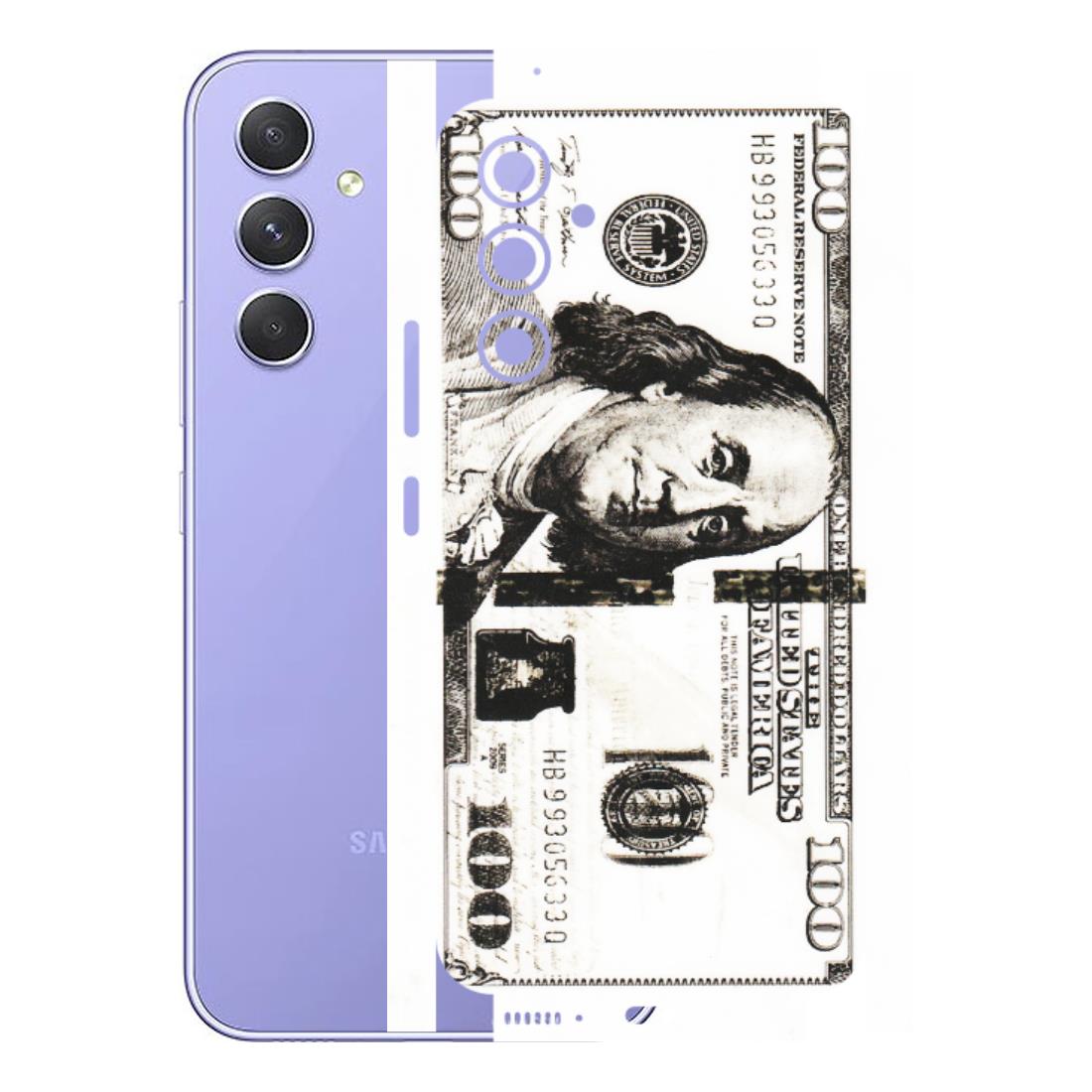 Samsung A/S Series Phone Skins (All Models) - 100 Dollar Currency - Transparent Finish (T-01) Samsung Galaxy A54 (5G)
