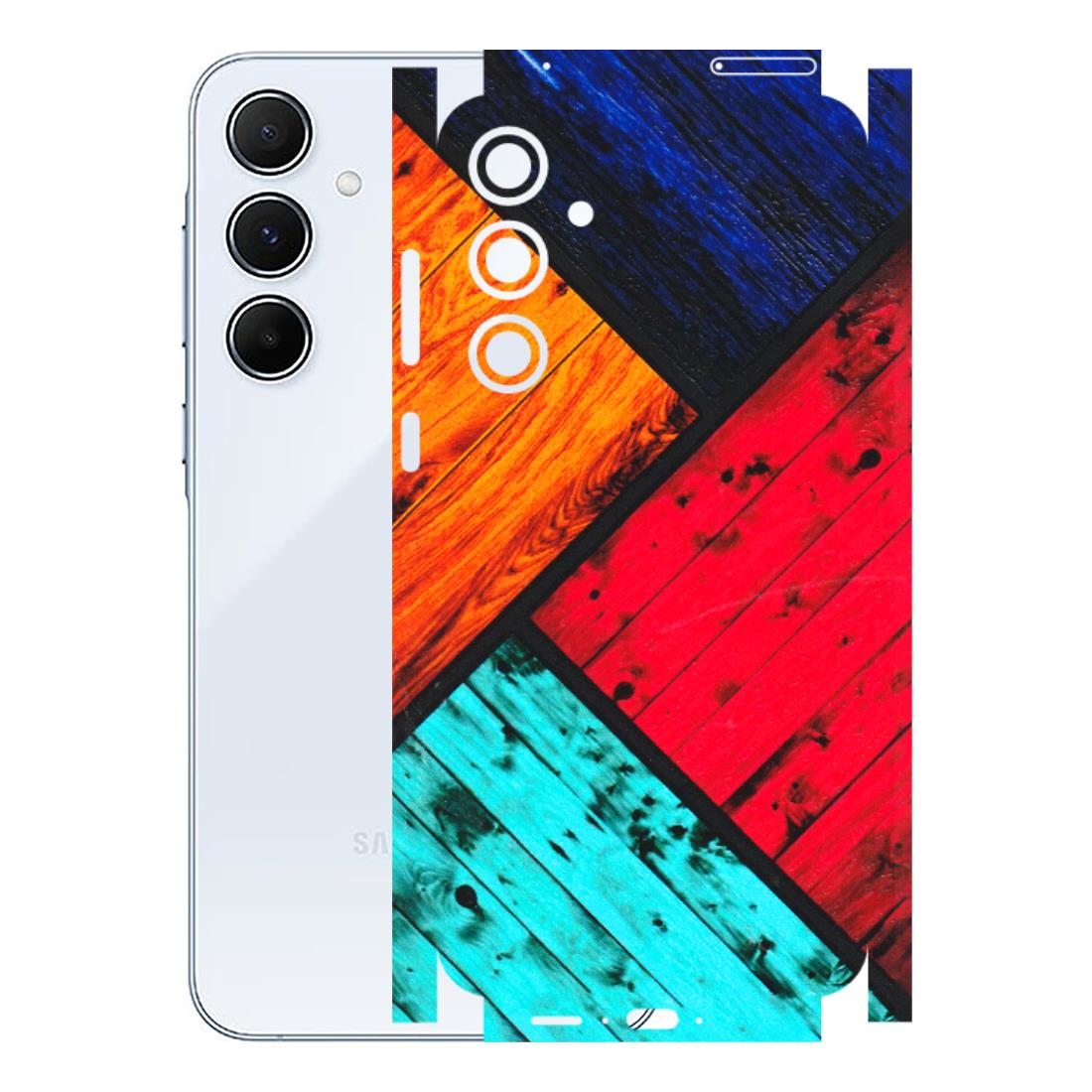 Samsung A/S Series Phone Skins (All Models) - Colourful Wood Panels Abstract - 3D Embossed Finish (L-09) Samsung Galaxy A55 (5G)