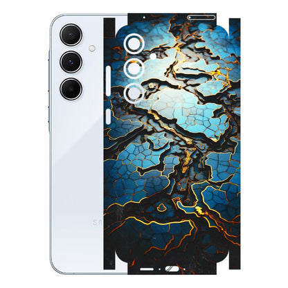 Samsung A/S Series Phone Skins (All Models) - Blue Gold Abstract - 3D Embossed Finish (L-11) Samsung Galaxy A55 (5G)
