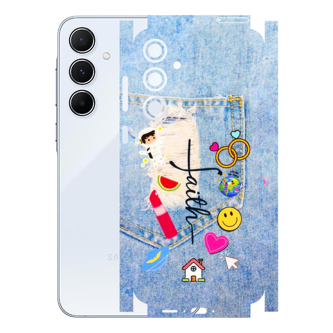Samsung A/S Series Phone Skins (All Models) - Denim Jeans Pocket - 3D Embossed Finish (L-134) Samsung Galaxy A55 (5G)
