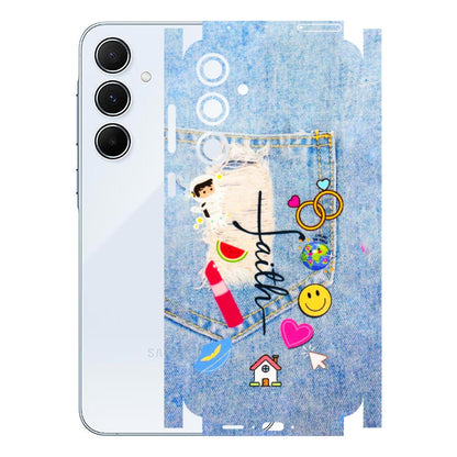 Samsung A/S Series Phone Skins (All Models) - Denim Jeans Pocket - 3D Embossed Finish (L-134) Samsung Galaxy A55 (5G)