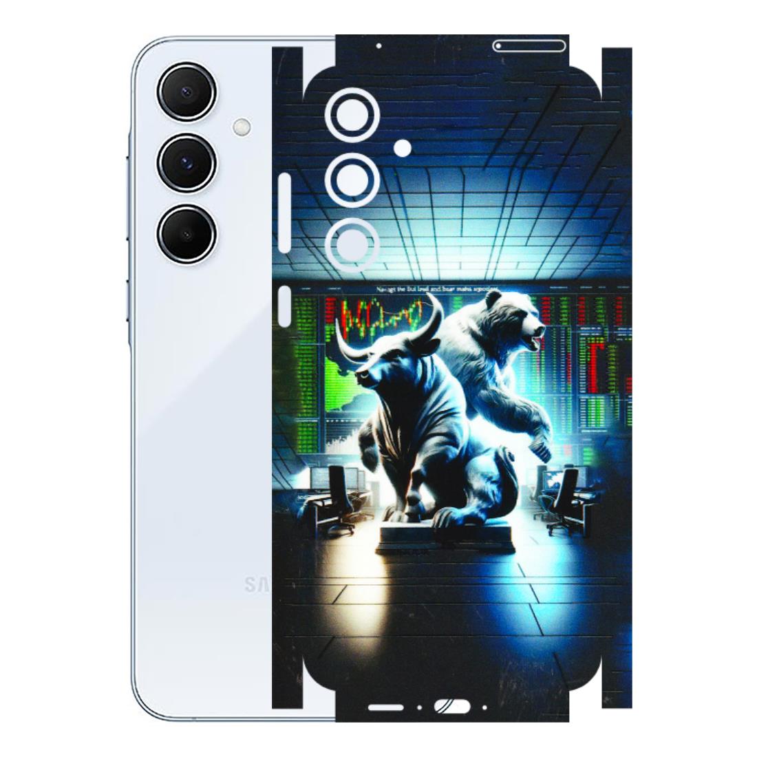Samsung A/S Series Phone Skins (All Models) - Stock Market Sensex Bear vs Bulls - 3D Embossed Finish (L-15) Samsung Galaxy A55 (5G)