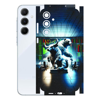 Samsung A/S Series Phone Skins (All Models) - Stock Market Sensex Bear vs Bulls - 3D Embossed Finish (L-15) Samsung Galaxy A55 (5G)