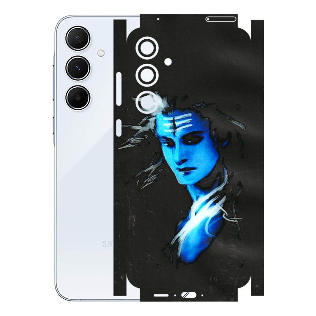 Samsung A/S Series Phone Skins (All Models) - Har Har Mahadev Blue/Black - 3D Embossed Finish (L-185) Samsung Galaxy A55 (5G)