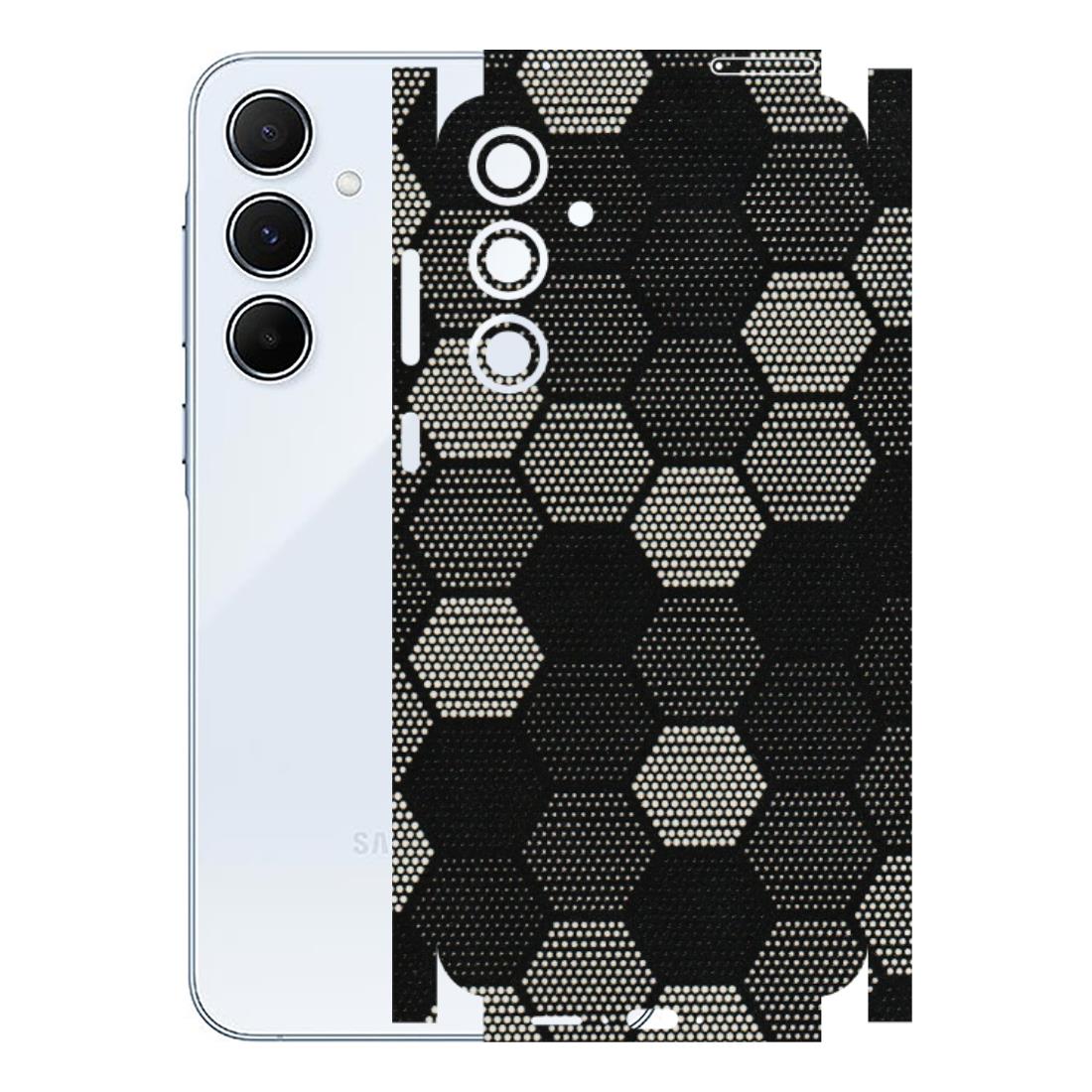 Samsung A/S Series Phone Skins (All Models) - Black & White Dotted Honeycomb Texture - 3D Embossed Finish (L-202) Samsung Galaxy A55 (5G)