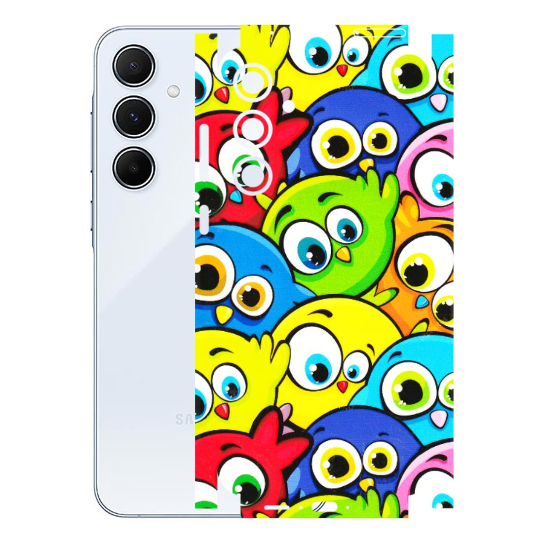 Samsung A/S Series Phone Skins (All Models) - Cute Fluffy Birds - 3D Embossed Finish (L-213) Samsung Galaxy A55 (5G)