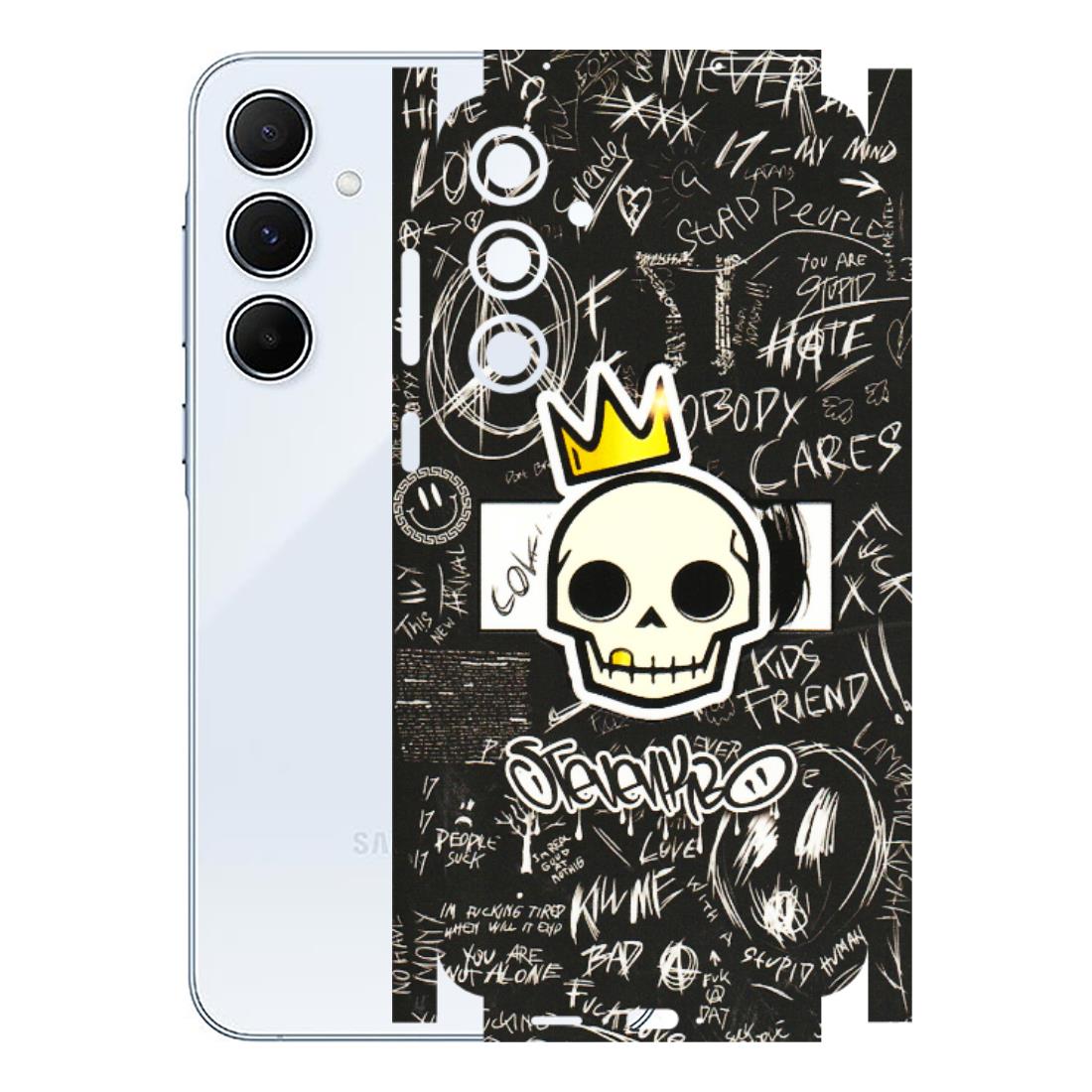Samsung A/S Series Phone Skins (All Models) - Funny Skull Black Chalk Grafitti - 3D Embossed Finish (L-22) Samsung Galaxy A55 (5G)