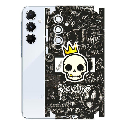 Samsung A/S Series Phone Skins (All Models) - Funny Skull Black Chalk Grafitti - 3D Embossed Finish (L-22) Samsung Galaxy A55 (5G)