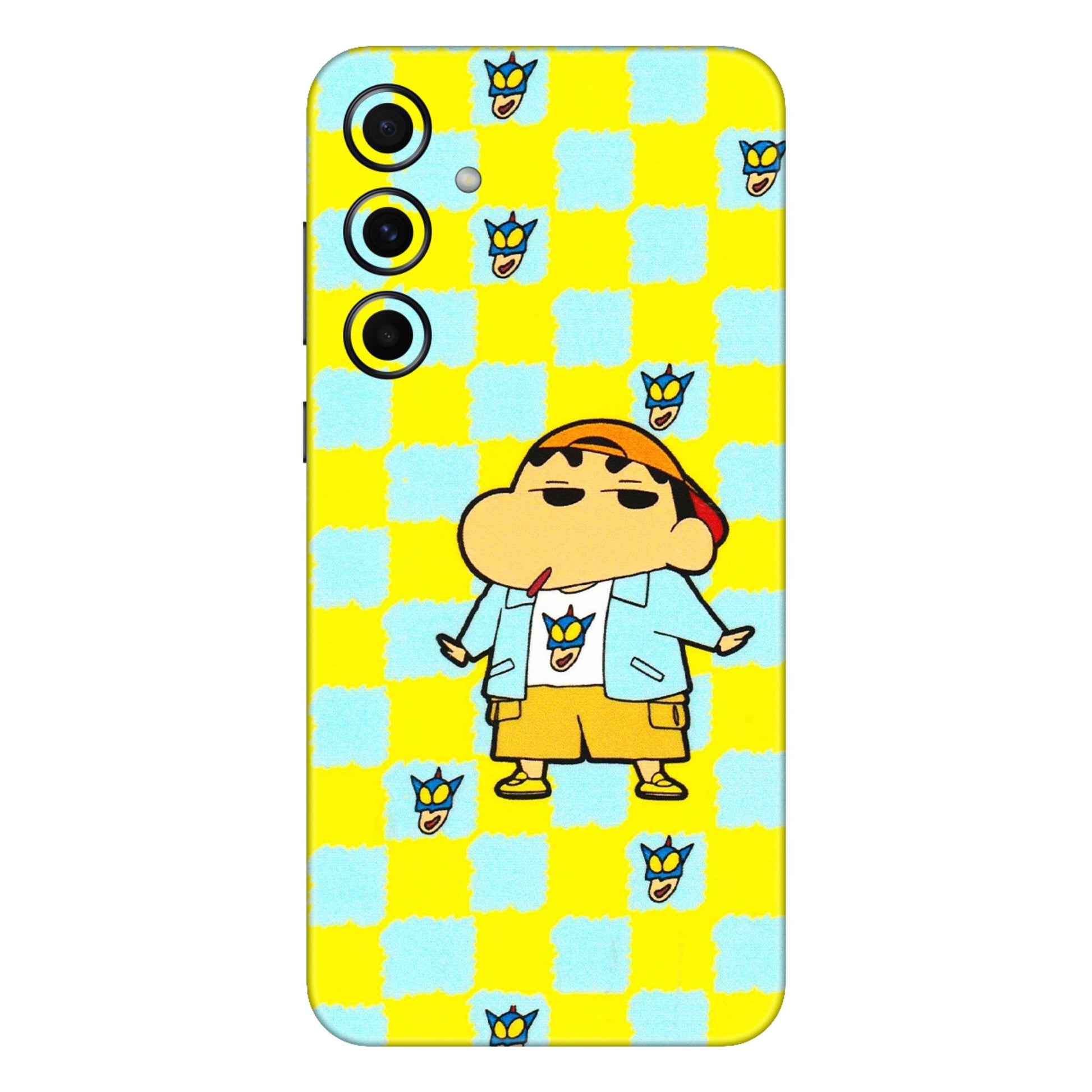 Samsung A/S Series Phone Skins (All Models) - Yellow Blue Shinchan Cute - 3D Embossed Finish (L-221) Samsung Galaxy A55 (5G)