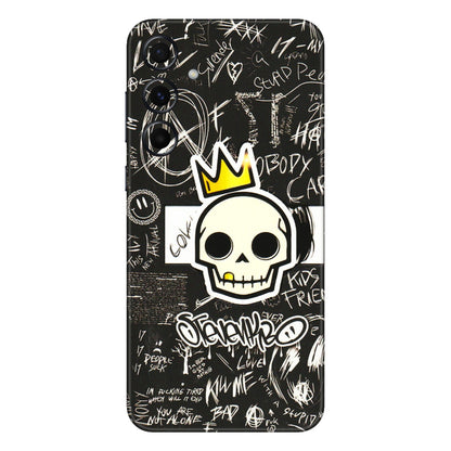 Samsung A/S Series Phone Skins (All Models) - Funny Skull Black Chalk Grafitti - 3D Embossed Finish (L-22) Samsung Galaxy A55 (5G)