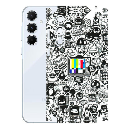 Samsung A/S Series Phone Skins (All Models) - Doodles Positive Art - 3D Embossed Finish (L-263) Samsung Galaxy A55 (5G)