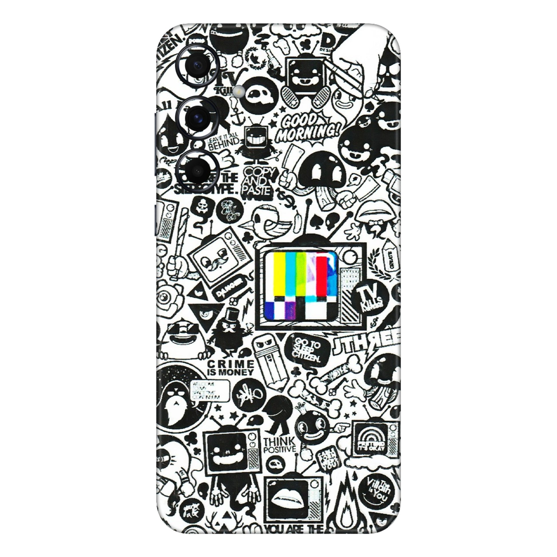 Samsung A/S Series Phone Skins (All Models) - Doodles Positive Art - 3D Embossed Finish (L-263) Samsung Galaxy A55 (5G)