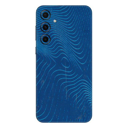 Samsung A/S Series Phone Skins (All Models) - Abstract Blue Line Map - 3D Embossed Finish (L-272) Samsung Galaxy A55 (5G)