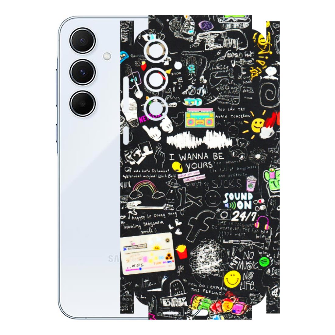 Samsung A/S Series Phone Skins (All Models) - Black Creatives Doodles - 3D Embossed Finish (L-311) Samsung Galaxy A55 (5G)