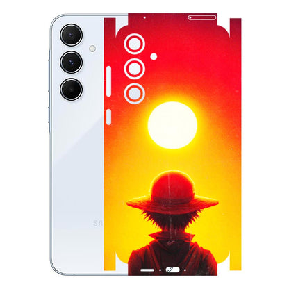 Samsung A/S Series Phone Skins (All Models) - Cool Sunset With Monkey D.Luffy Anime - 3D Embossed Finish (L-329) Samsung Galaxy A55 (5G)