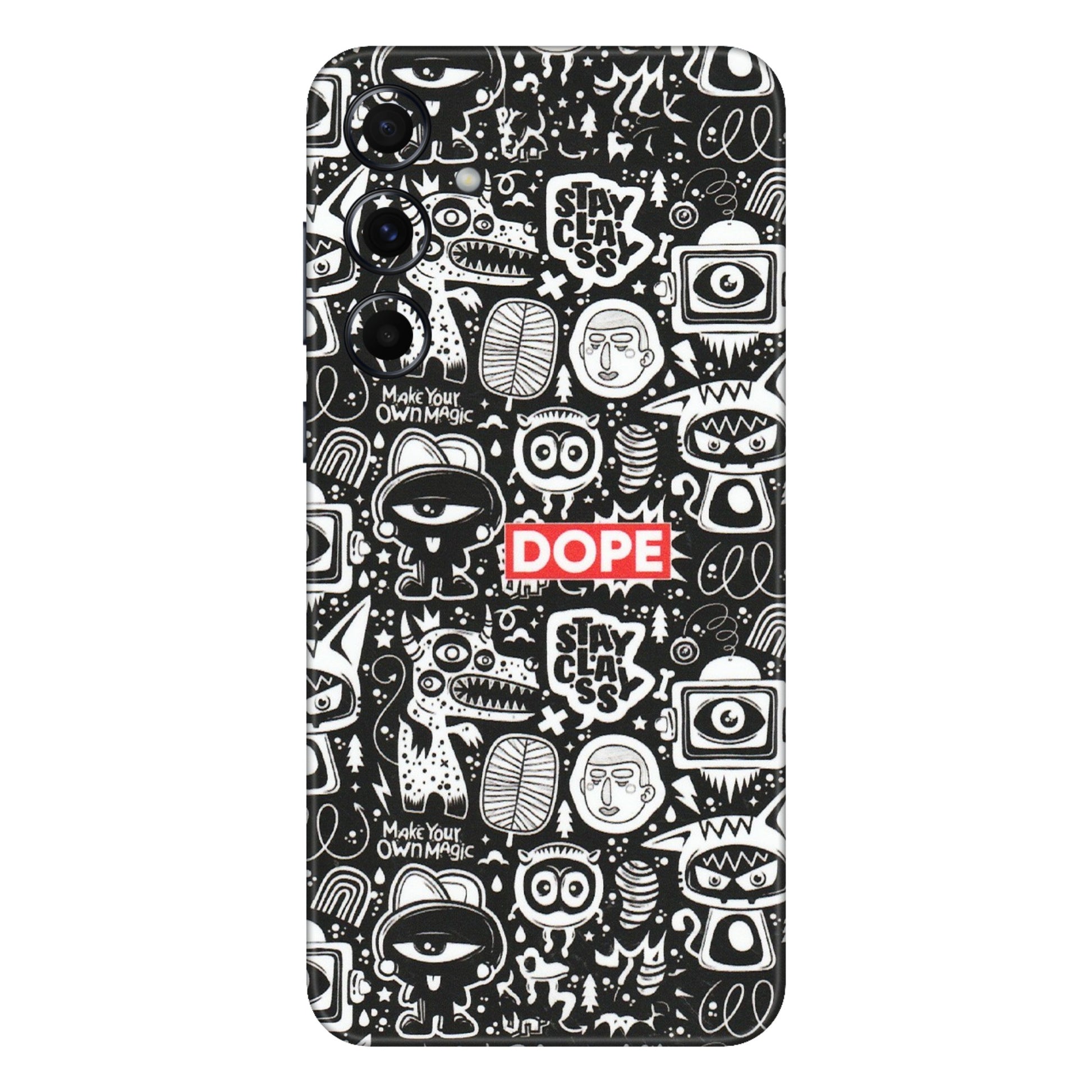 Samsung A/S Series Phone Skins (All Models) - Dope Stay Classy Black Doodles - Matte Finish (M-126) Samsung Galaxy A55 (5G)
