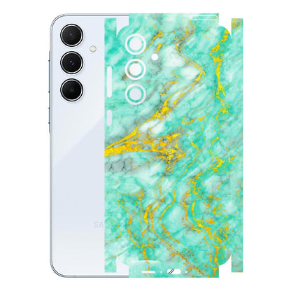 Samsung A/S Series Phone Skins (All Models) - Green And Gold Marble Feel - Matte Finish (M-16) Samsung Galaxy A55 (5G)