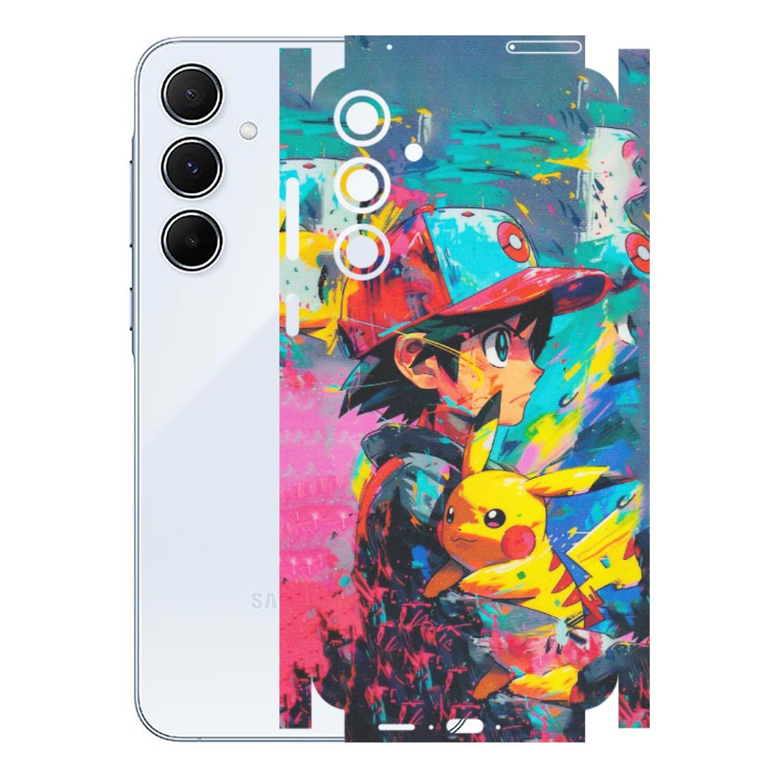 Samsung A/S Series Phone Skins (All Models) - Ash & Pikachu - Matte Finish (M-26) Samsung Galaxy A55 (5G)